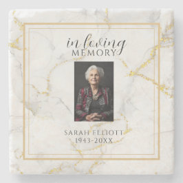 In Loving Memory  with Photo | marble gold Stenunderlägg