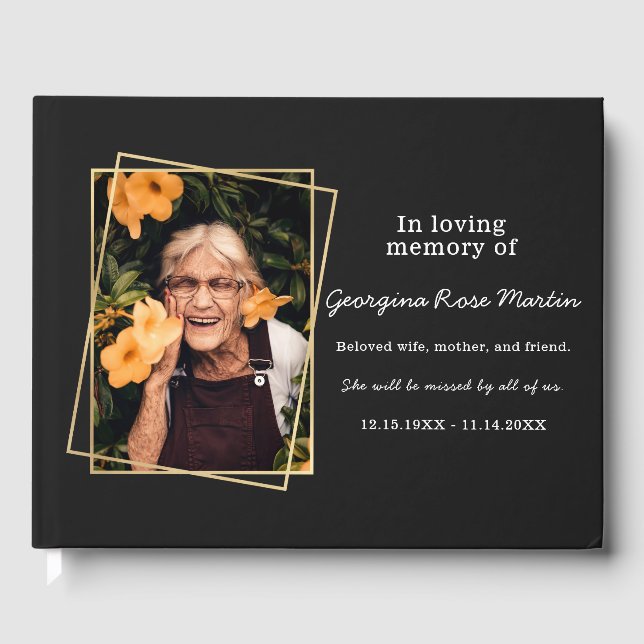 In LovMemory Modern Guld Black Photo Memorial Gästböcker (Framsida)