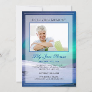 In LovMemory Modern Starry Night Funeral Photo Inbjudningar