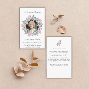 In LovMemory Photo Blommigt Memorial Prayer Card Visitkort