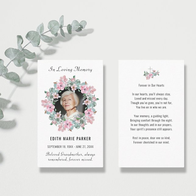 In LovMemory Photo Blommigt Memorial Prayer Card Visitkort (Skapare uppladdad)