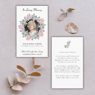 In LovMemory Photo Blommigt Memorial Prayer Card Visitkort