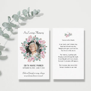 In LovMemory Photo Blommigt Memorial Prayer Card Visitkort