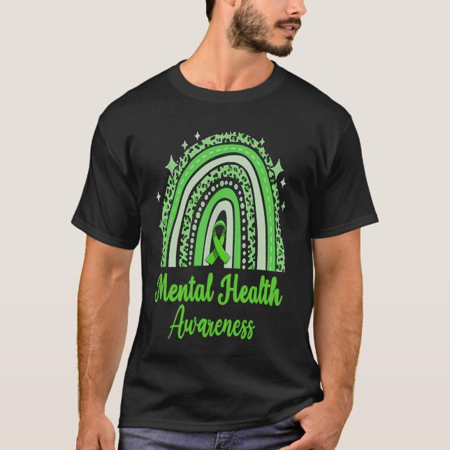 In May We Wear Green Mental Health Awareness Rainb T Shirt (Framsida)