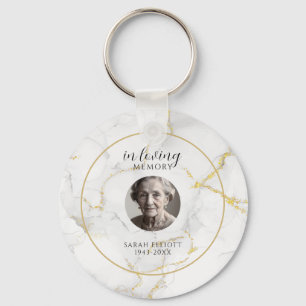 In Memoriam med foto marmor guld Nyckelring