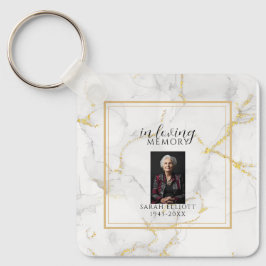 In Memoriam med foto | marmor guld Nyckelring