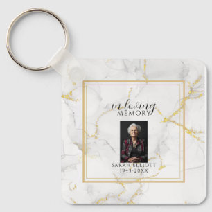 In Memoriam med foto marmor guld Nyckelring