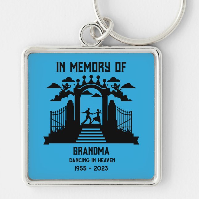 In Memory Dancers Funeral Fyrkantig Silverfärgad Nyckelring (Framsidan)
