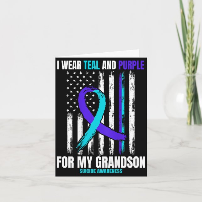 In Memory Of My Grandson Suicide Awareness Flag Ba Kort (Framsida)