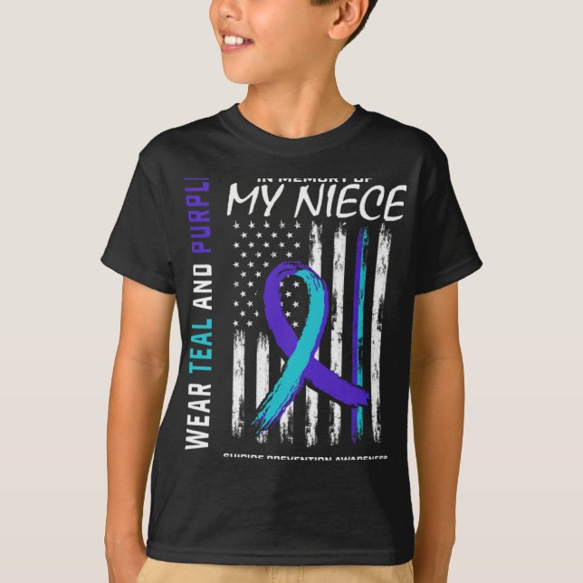 In Memory Of My Niece Suicide Awareness Prevention T Shirt (Framsida)
