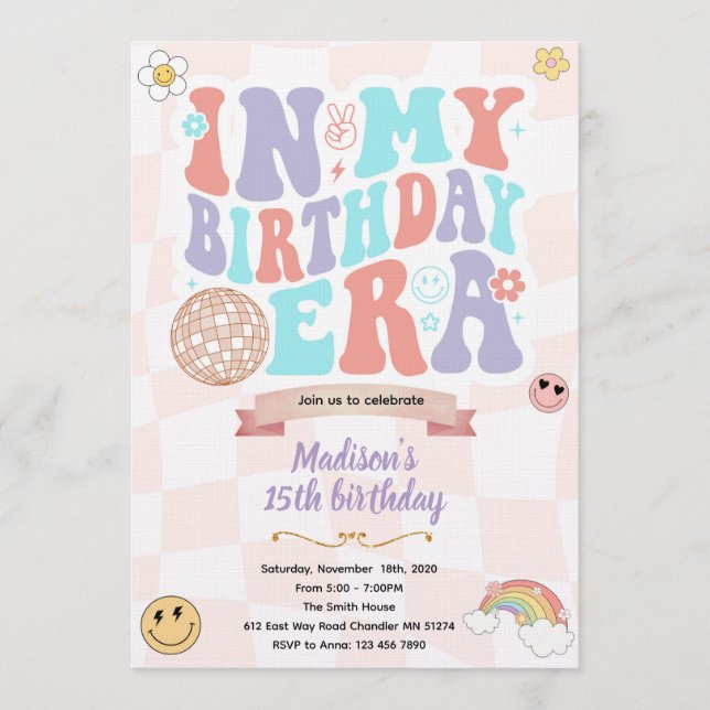 In My Birthday Era Party Invitation Inbjudningar (Framsida)