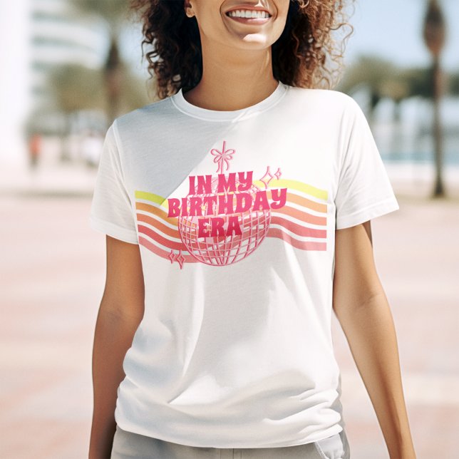 In My Birthday Era Retro Rosa Diskoboll Party T Shirt (Skapare uppladdad)