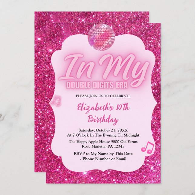 In My Double Digits Era 10th Birthday Inbjudningar (Fram/baksida)