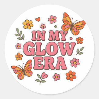 In my Glow Era-etiketten - Retro Butterfly Design Runt Klistermärke