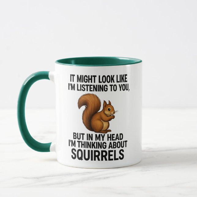 In My Head I'm Thinking About Squirrels Humor Mugg (Vänster)