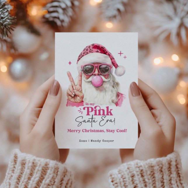 In My Pink Santa Era Trendy Pink Christmas  Julkort (Skapare uppladdad)