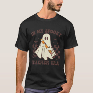 In My Spooky Teacher Era Groovy Hippie Retro Ghost T Shirt