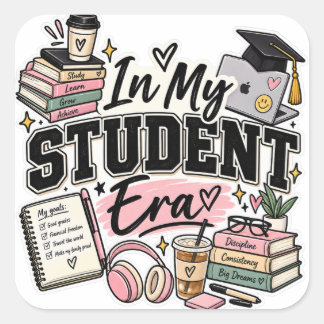 In My Student Era – Cute College Student Graduatio Fyrkantigt Klistermärke