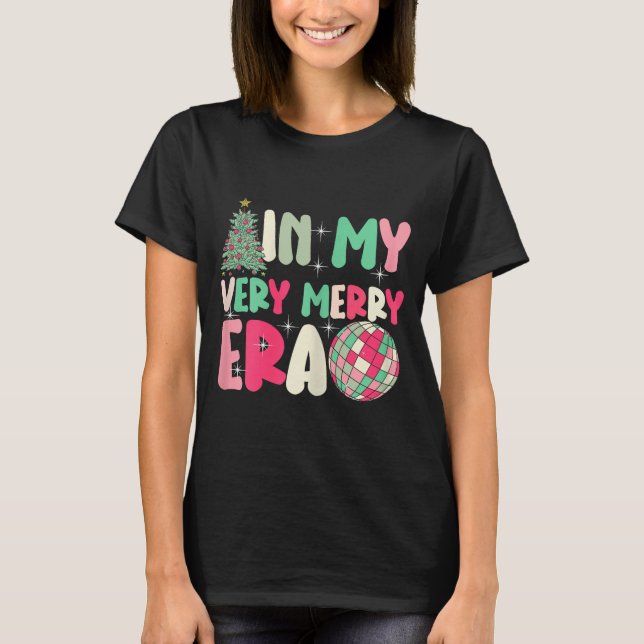 In My Very Merry Era - Cute Groovy Xmas  T Shirt (Framsida)
