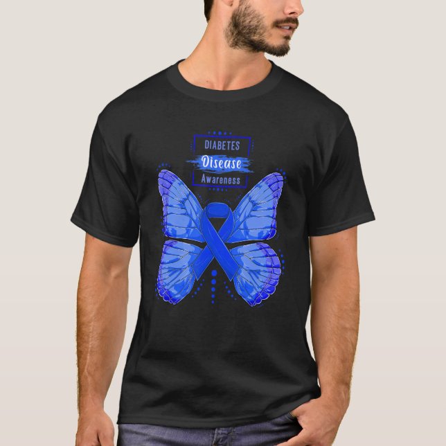 In November We Wear Blue Cure Diabetes Awareness B T Shirt (Framsida)