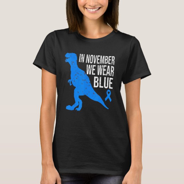 In November We Wear Blue Diabetes Trex Dino Kids T T Shirt (Framsida)