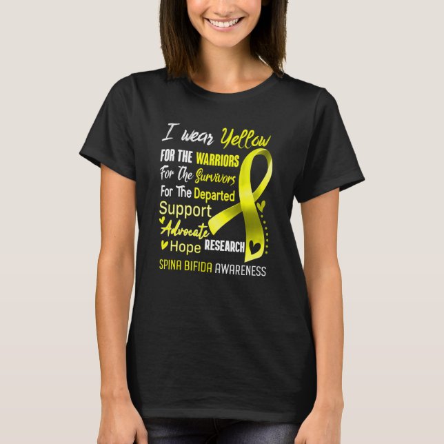 In October I Wear Yellow For Spina Bifida Awarenes T Shirt (Framsida)