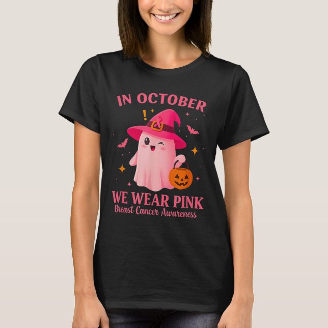 In October We Wear Nk – Breast Cancer Awareness  T Shirt (Framsida)