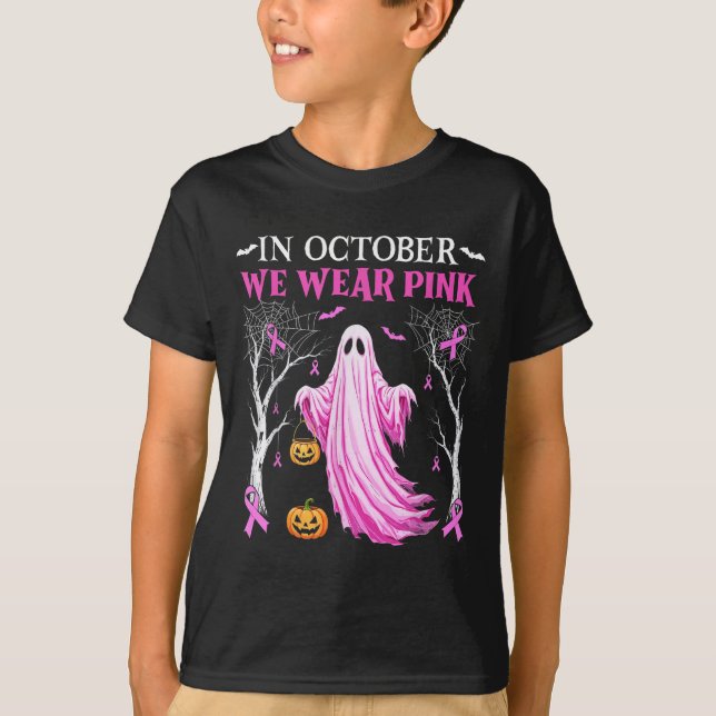In October We Wear Nk Ghost Boo Breast Cancer Wome T Shirt (Framsida)