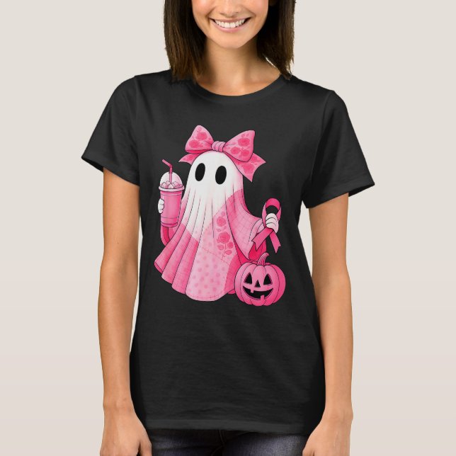 In October We Wear Nk Ghost Witch Breast Cancer Aw T Shirt (Framsida)