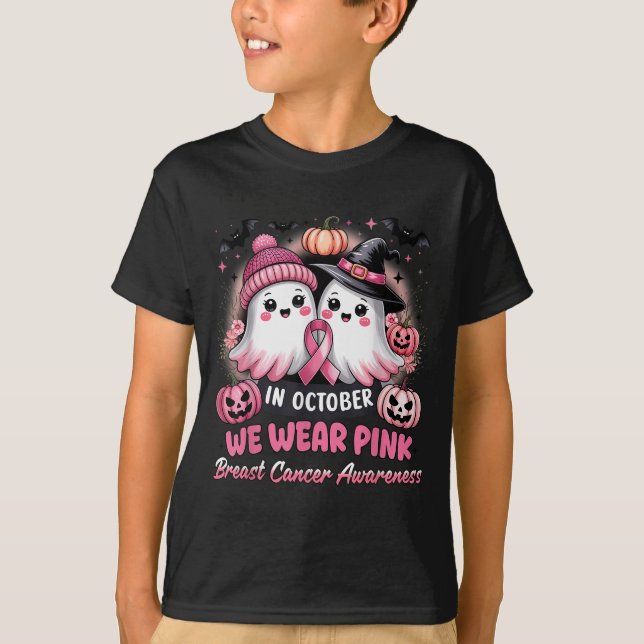 In October We Wear Nk Ghost Witch Breast Cancer Aw T Shirt (Framsida)