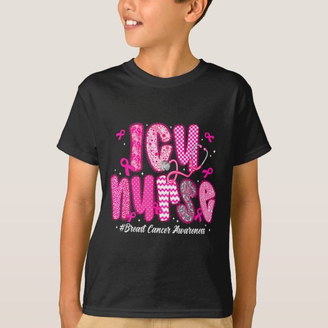 In October We Wear Nk Icu Nurse Breast Cancer Awar T Shirt (Framsida)