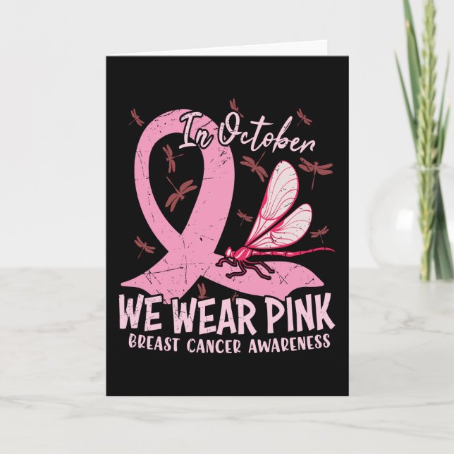 In October We Wear Pink Breast Cancer Awareness Kort (Framsida)