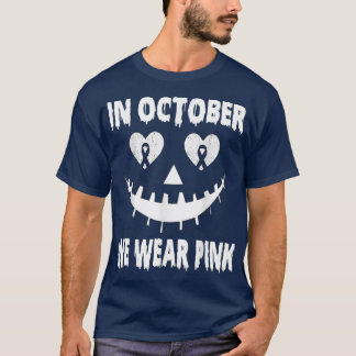 In October We Wear Pink Breast Cancer Jackolantern T Shirt