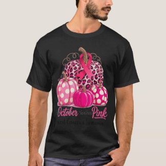 in October We Wear Pink Breast Cancer Pumpkin Fall T Shirt