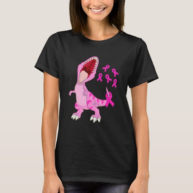 In October We Wear Pink Dinosaur Trex Dino Kid Boy T Shirt (Framsida)