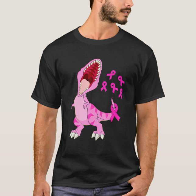 In October We Wear Pink Dinosaur Trex Dino Kid Boy T Shirt (Framsida)