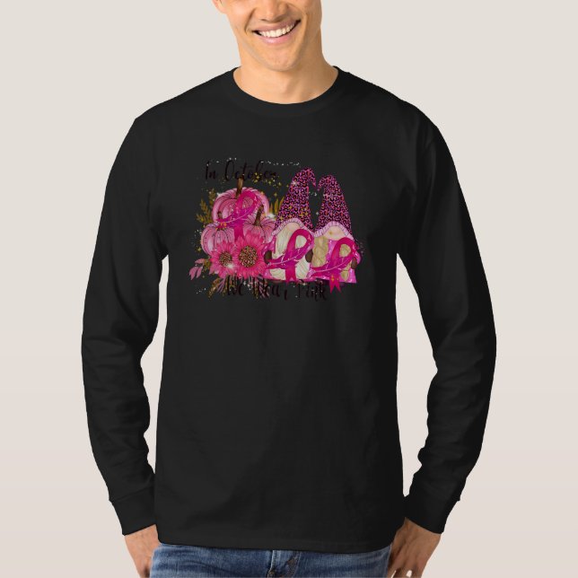 In October We Wear Pink Leopard Gnome Feather Pump T Shirt (Framsida)