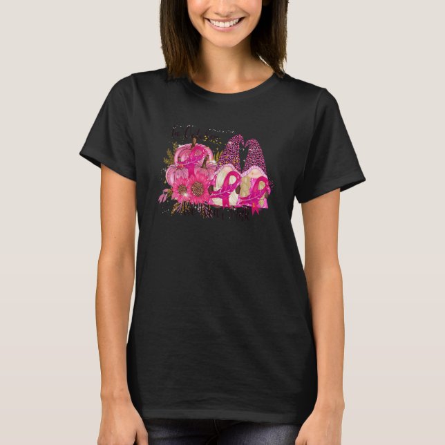 In October We Wear Pink Leopard Gnome Feather Pump T Shirt (Framsida)