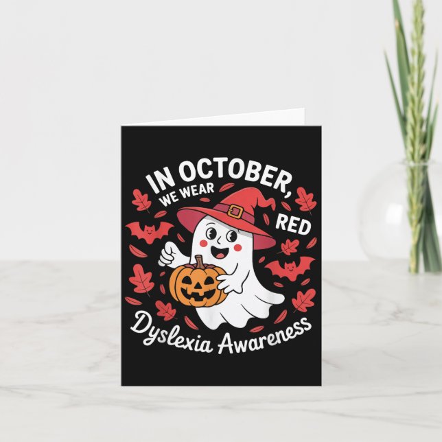 In October We Wear Red For Dyslexia Awareness Hall Kort (Framsida)