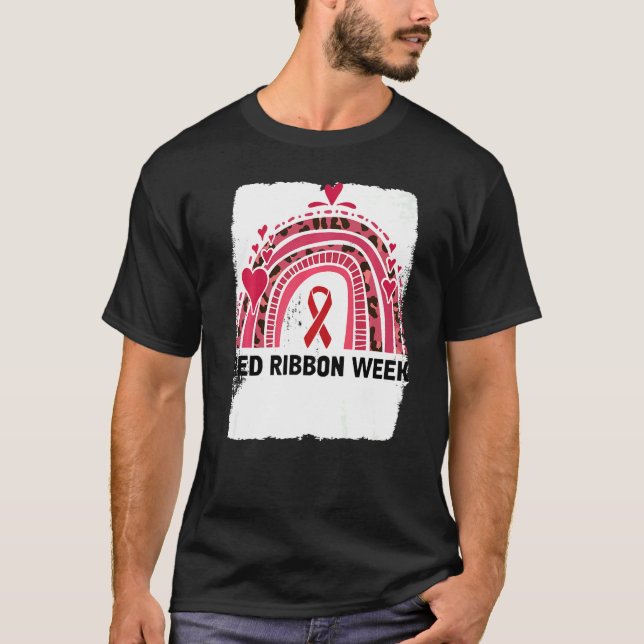 In October We Wear Red Ribbon Week Awareness   T Shirt (Framsida)