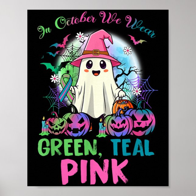 In October We Wear Teal Nk Halloween Metastatic Br Poster (Framsidan)