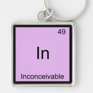In - Otroligt Roligt Kemiskt Element Symbol Fyrkantig Silverfärgad Nyckelring