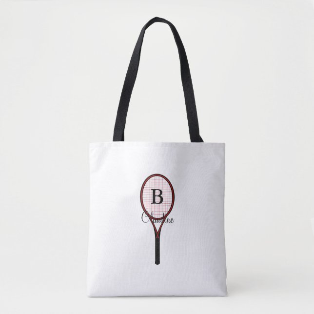 In-over-Print-Tote bags i tennis Racket Design Tygkasse (Framsida)