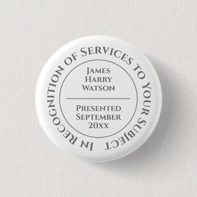 In Recognition of Services to Something Button Knapp (Framsida)