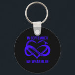 In September We Wear Blue Ataxia Awareness Ribbon  Nyckelring<br><div class="desc">In September We Wear Blue Ataxia Awareness Ribbon</div>