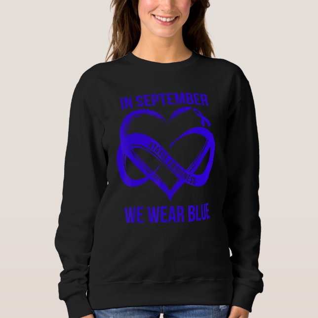 In September We Wear Blue Ataxia Awareness Ribbon T Shirt (Framsida)