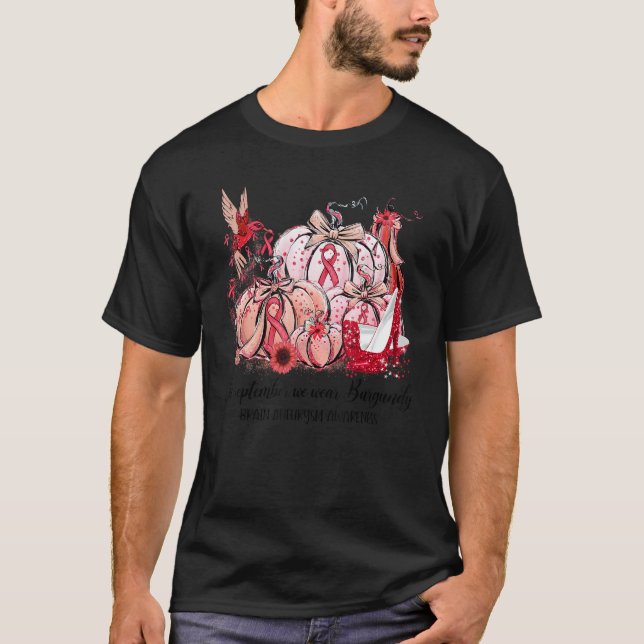 In September We Wear Burgundy Hummingbird Brain An T Shirt (Framsida)