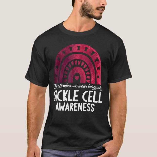 In september we wear burgundy sickle cell awarenes t shirt (Framsida)