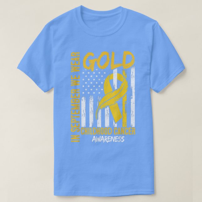 In September We Wear Gold Flag Ribbon Childhood Ca T Shirt (Design framsida)