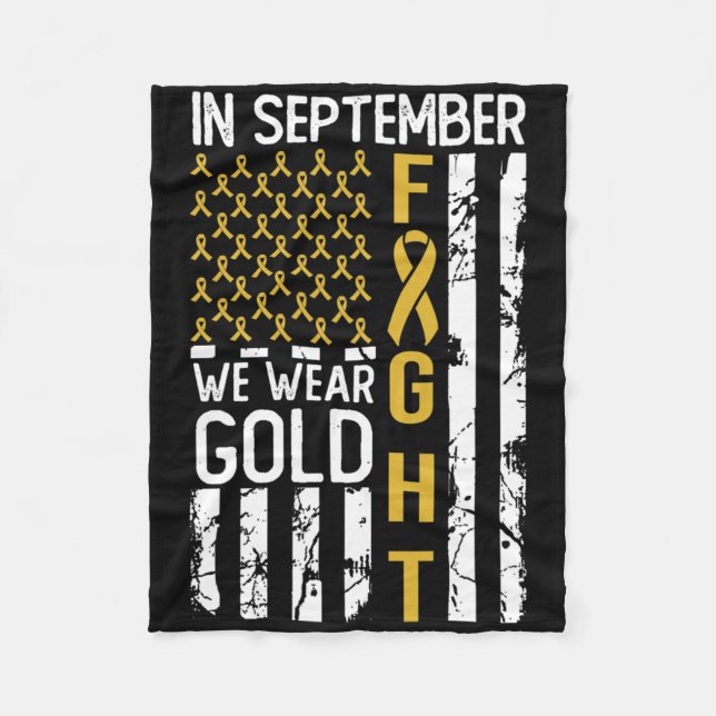 In September We Wear Gold Usa Childhood Cancer Awa Fleecefilt (Framsidan)